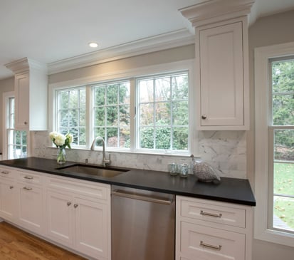 Wilton CT kitchen renovation by Clark Construction features Grabill cabinets.