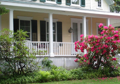 Front porch design in Ridgefield CT is a classic style.