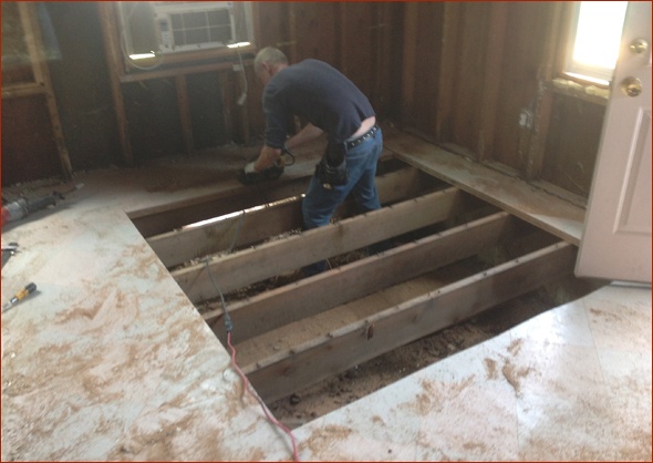 subfloor being removed