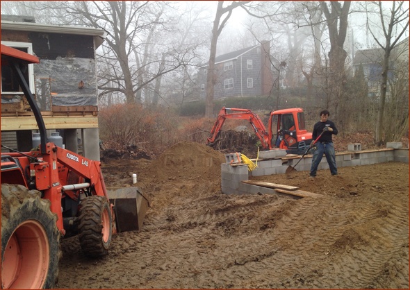 fill raises the back corner of the property