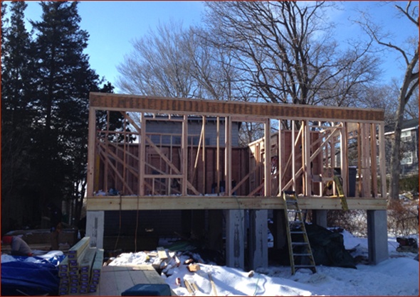 framing on the cottage commences