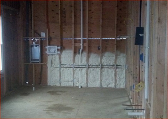 foam insulation encases the water lines