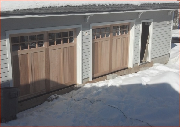 garage doors with beadboard detail
