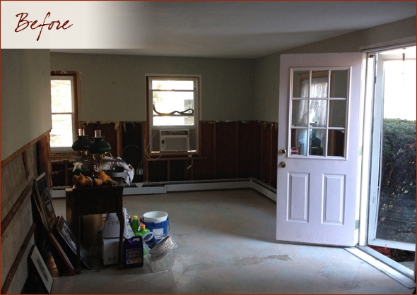 inside the cottage looking to where new livingroom will go