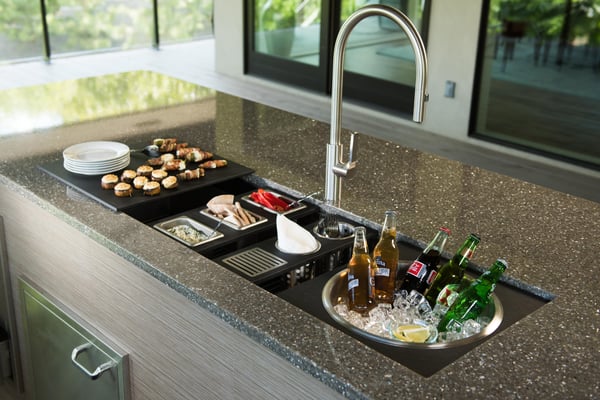 The Galley Workstation with Graphite Wood Composite Insert Sink Accessories