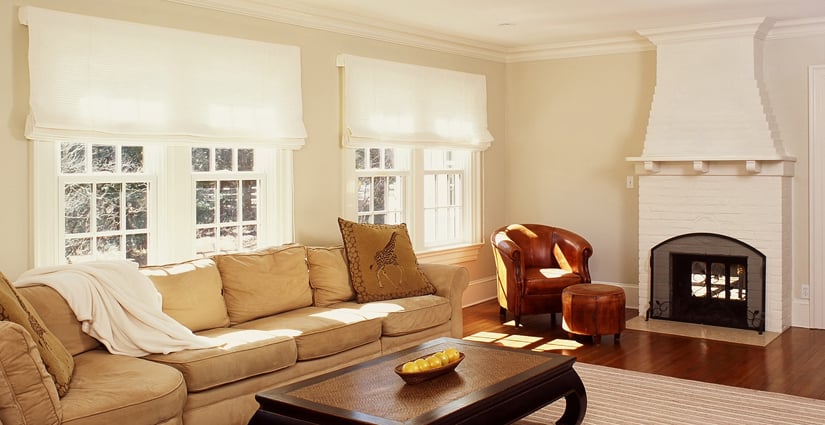 New Canaan living room remodel with brick fireplace