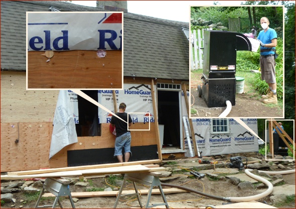 Fiberglass insulation was blown in as part of this New Canaan home improvement project.