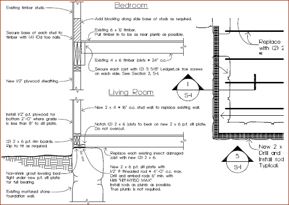 Detailed Professional Engineering drawings of the proposed repairs and structural improvements.
