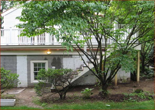 New steps to backyard with Trex decking