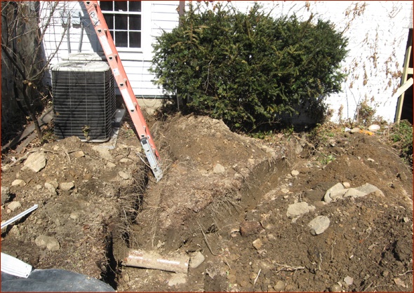 Trench for generator electrical and propane lines
