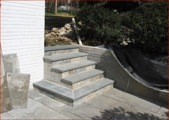 Completed steps with flagstone.