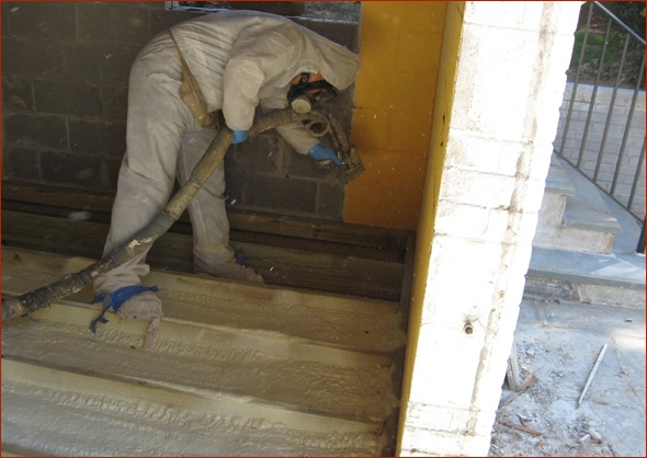 Closed cell foam insulation in process.
