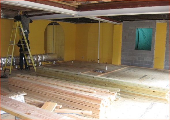 Framing begins at this New Canaan Ct. home being renovated by Clark Construction.