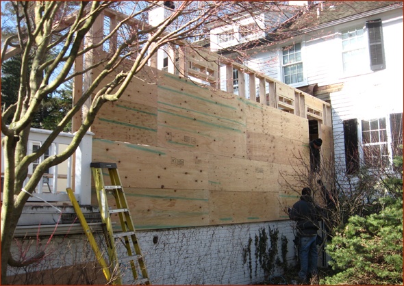 Kitchen perimeter wall is up.
