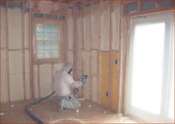 The walls are being insulated with closed cell foam.