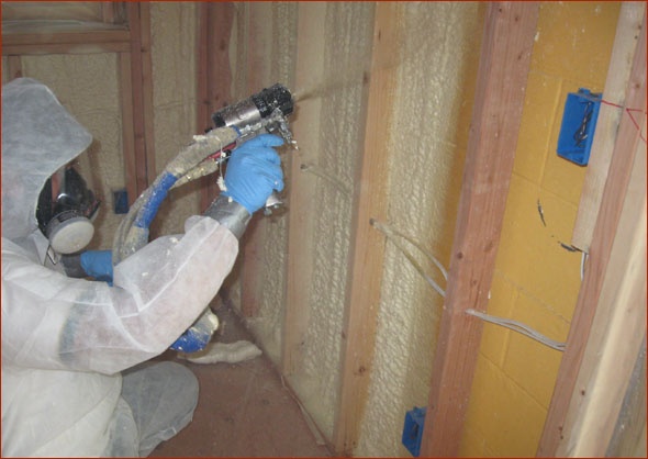 Close-up of insulation install