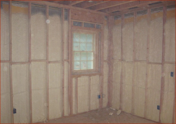 Spray foamed walls