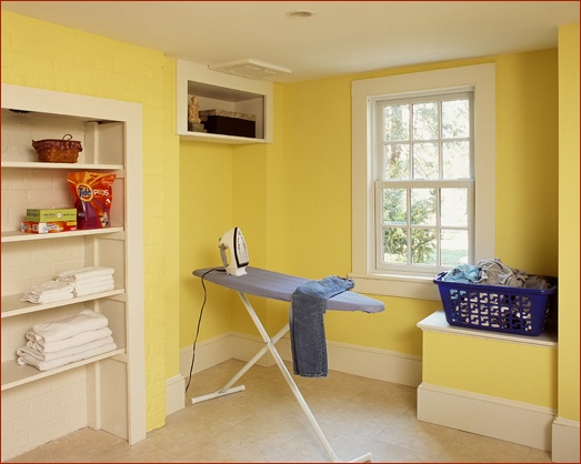 Laundry area in a historic New Canaan home.