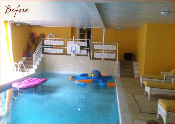 Before picture of the indoor pool addition ready for remodeling in New Canaan, CT