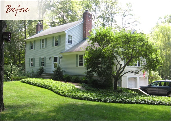 front elevation of the house before the portico and stoop are added to add curb appeal