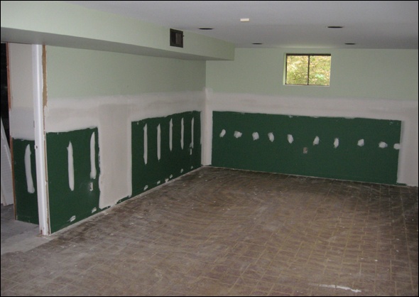 Basement walls have been sheetrocked 