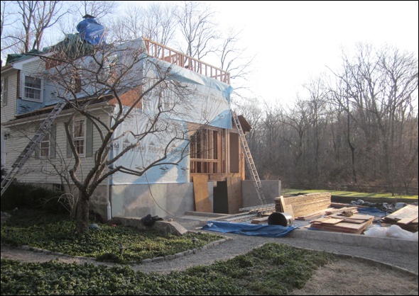 Master bedroom suite in Wilton CT takes shape.