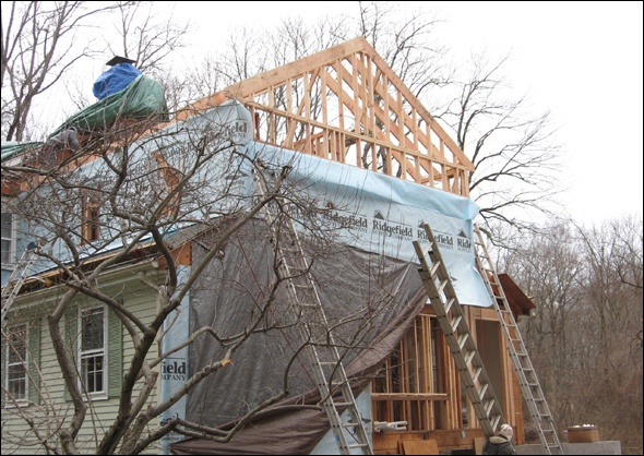 Clark Construction's master bedroom suite addition is framed