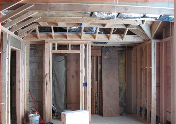 Framing of the master bedroom tray ceiling