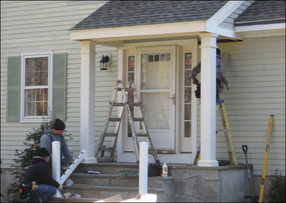 square columns and maintenance free railings