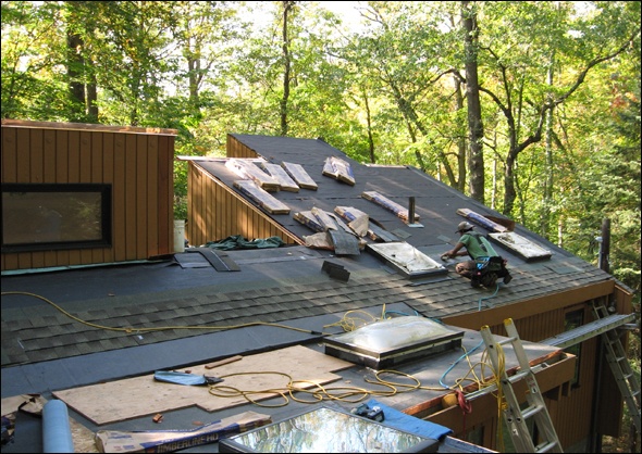 The copper flashing will eventually patina to a warm brown