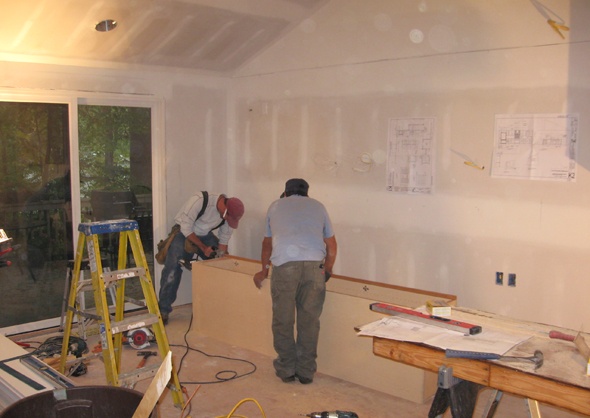 cabinet installation begins