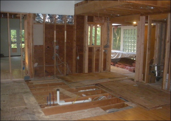 Clark Construction begins the construction phase of the Design-Build process with plumbing for the island