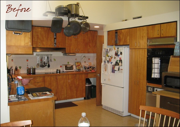 Before image of dark kitchen prior to renovation and remodeling