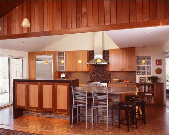 View from the living room into the kitchen of this award winning home improvement in Norwalk CT