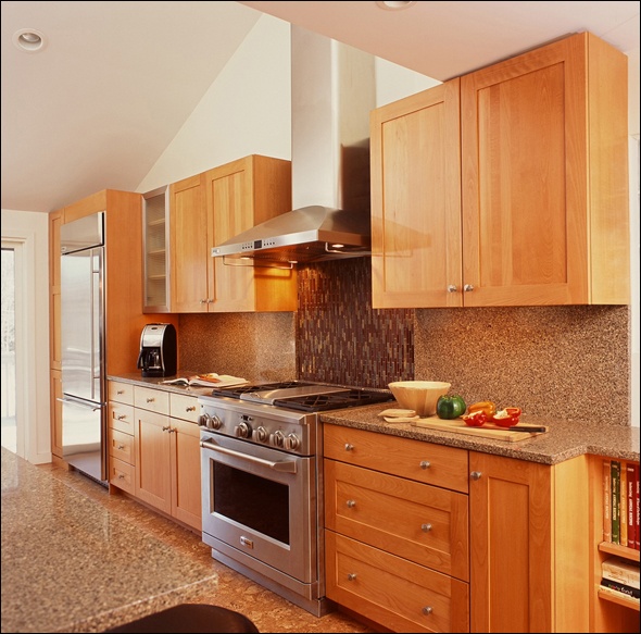 View from the living room into the kitchen of Clark Construction's Chrysalis award winning home improvement in Norwalk CT