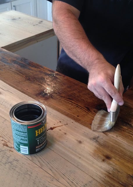 oak counter with poly