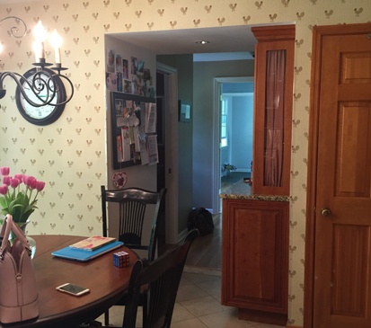 A view down the hall before the kitchen remodel.