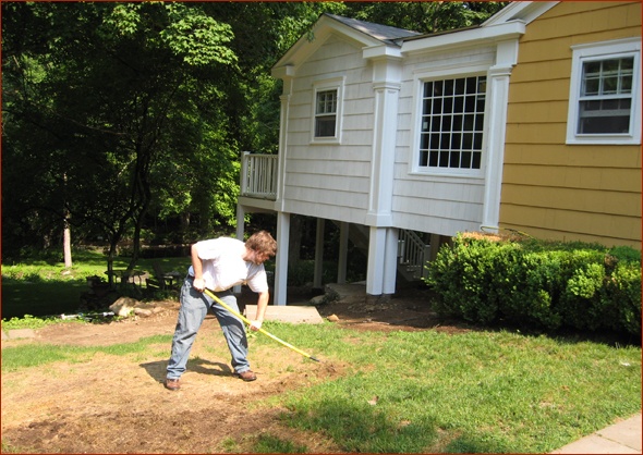 The lawn is reseeded as soon as the exterior is complete.