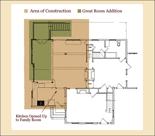 Floor plan for expanded family room in this vintage New England home.