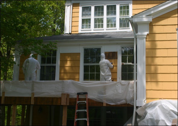 Extra prep is done ready for lead safe practices at this historic Wilton CT home remodeling project