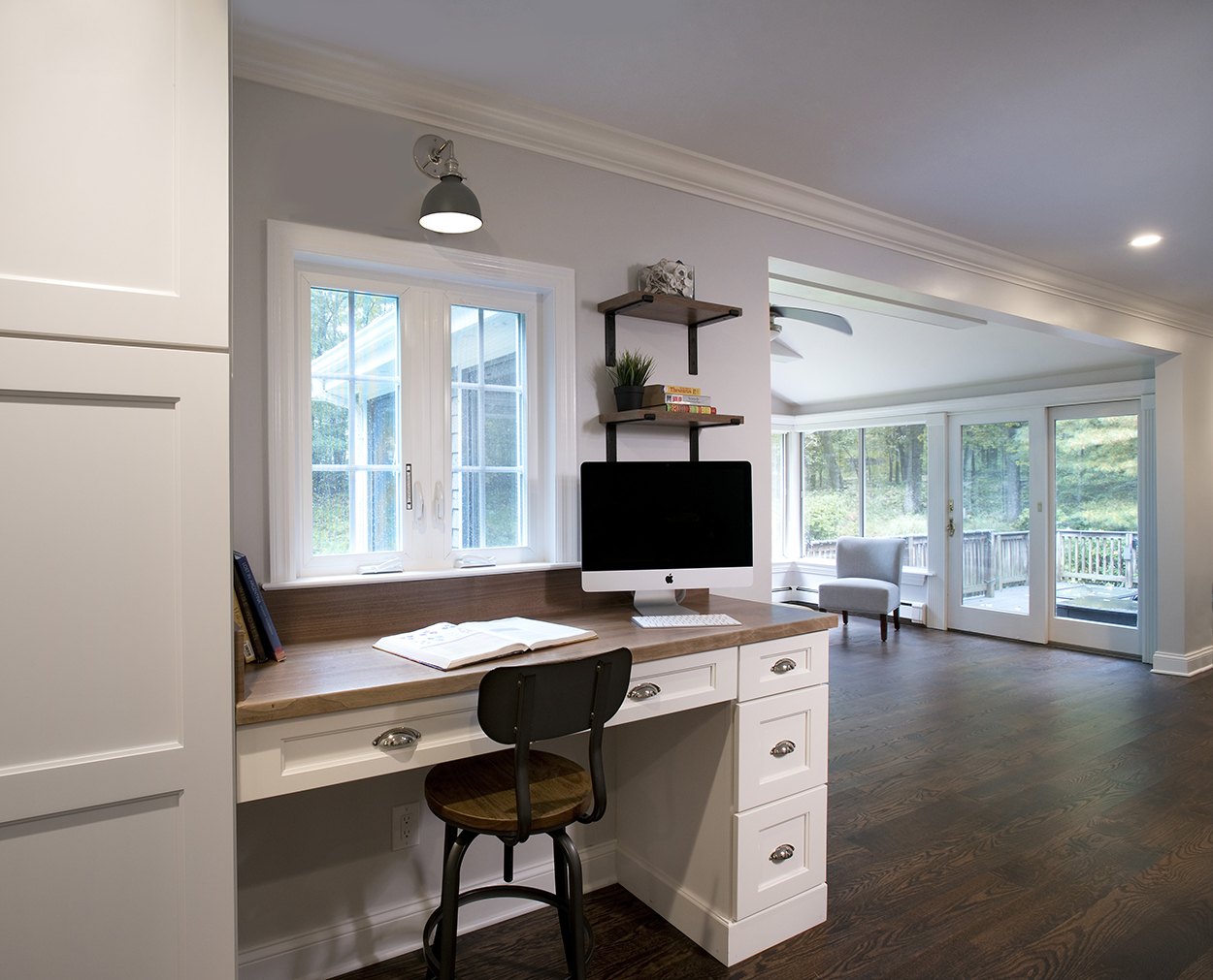 Desk with walnut top in Wilton CT Clark Construction remodel