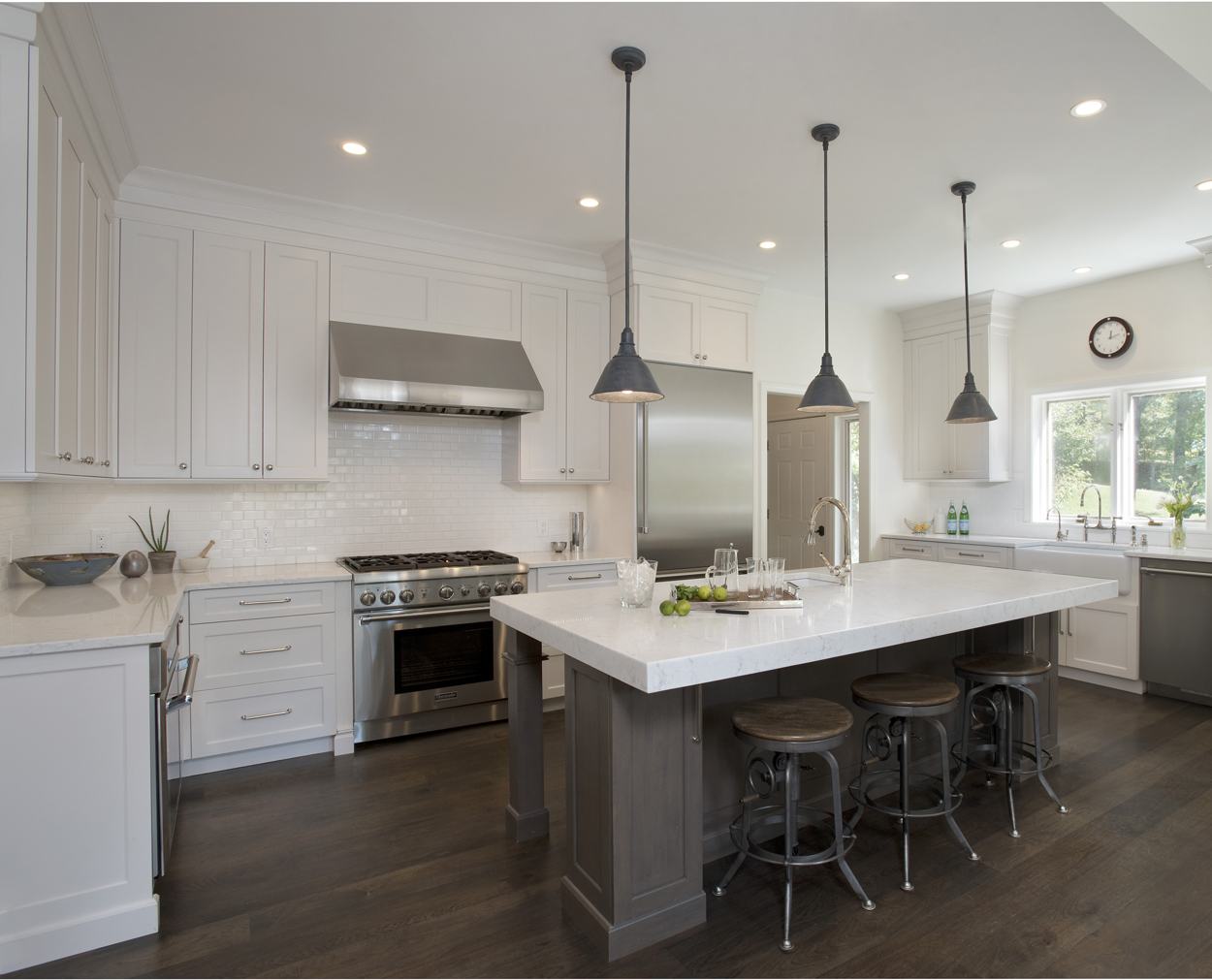 Grabill kitchen viewed from the great room in this Clark Construction remodel.