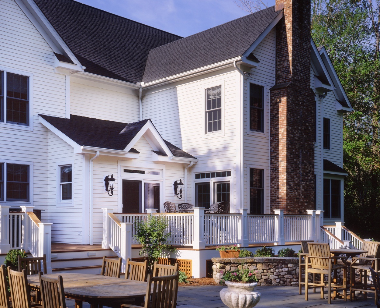 Outdoor space with patio, and bumpout at Clark Construction's wilton CT kitchen project.