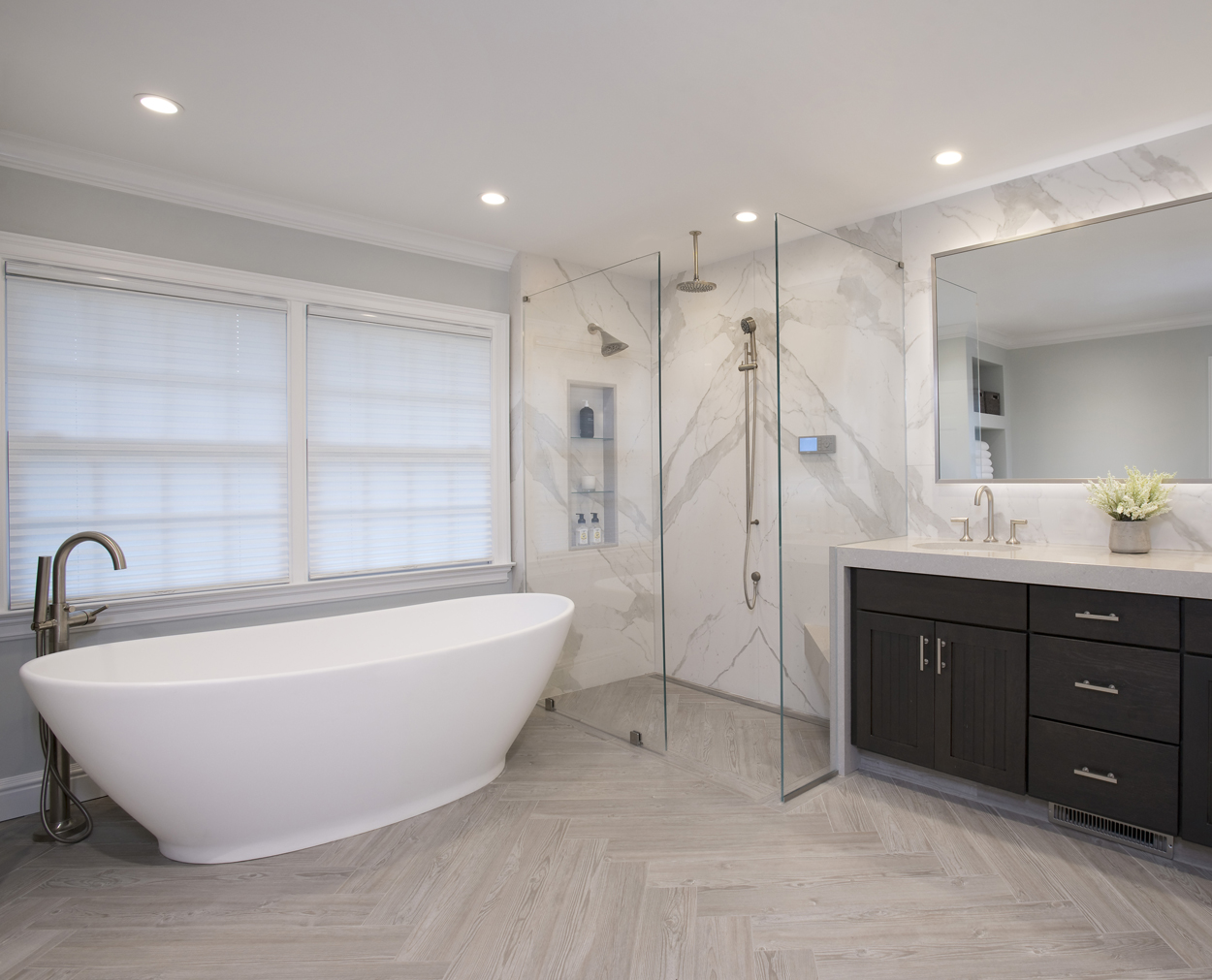 Gorgeous master bath with freestanding tub in Ridgefield CT