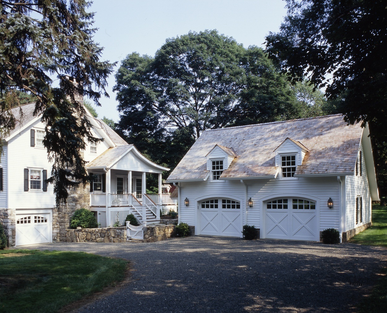 Clark Construction's carriage house style garage coordinates well with the 1850s home.